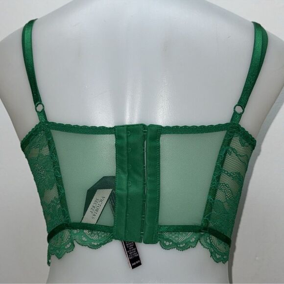 🔥Victoria's Secret Green Lace Bra with Underwire Support bombshell Sz 36B New - Picture 2 of 4